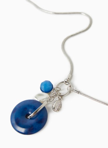 Disc & Charm Pendant Necklace, Royal Blue