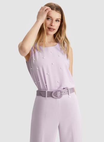 Pearl Embellished Sleeveless Blouse, Sweet Orchid