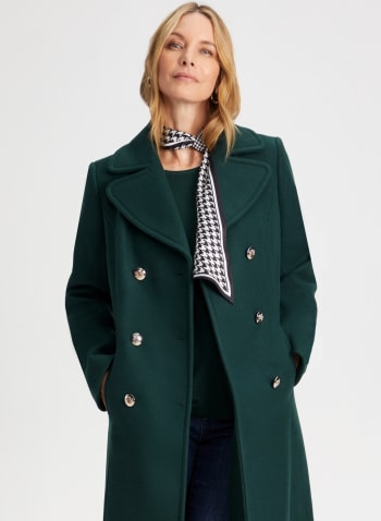 Stretch Wool Blend Coat, Evergreen