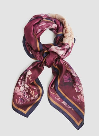 Floral Print Scarf, Red Pattern