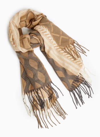Patchwork Print Scarf, Champagne