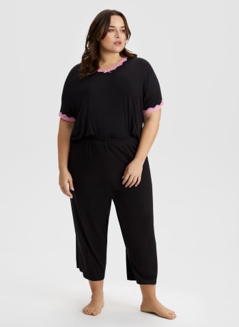 Lace Trim Pyjama Set, Black