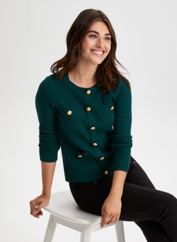 Button Detail Pullover Sweater, Green Envy