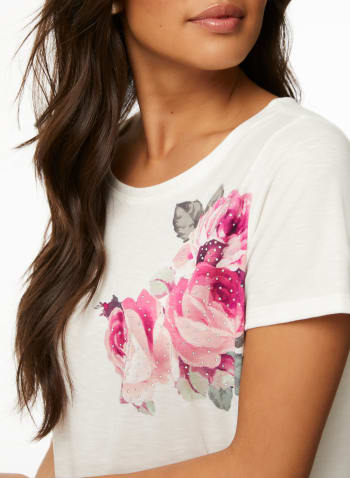 T-shirt à motif de roses, Motif blanc