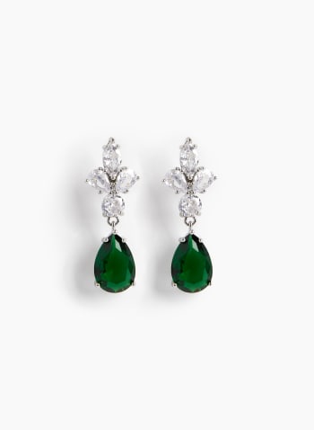 Two Tier Cluster Detail Earrings, Mint Green