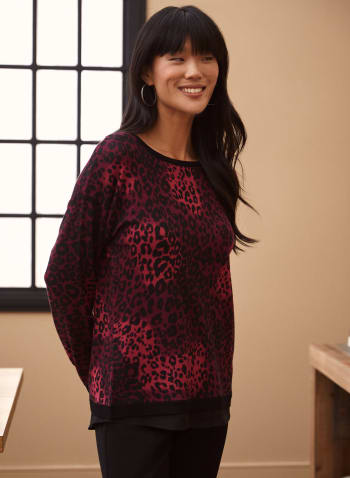 Animal Print Sweater, Pink