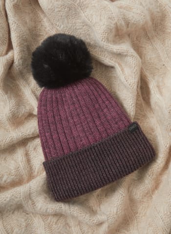 Two-Tone Wool Blend Hat, Purple