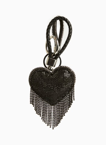 Crystal Heart Key Chain, Black