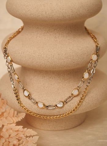 Two Tone Chain Necklace, Yellow
