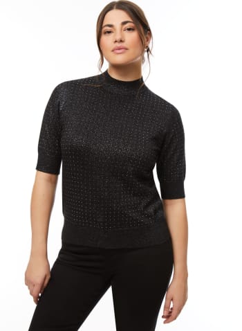 Rhinestone Mock Neck Sweater, Black