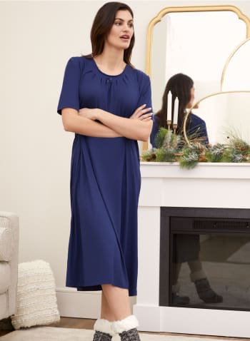 Pleat Detail Nightgown, Cool Blue