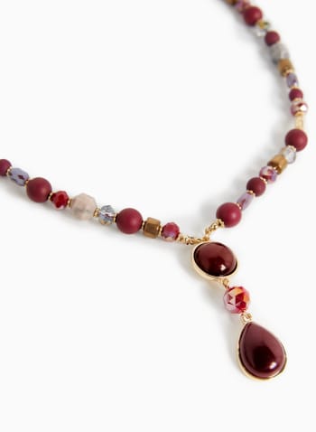 Mixed Bead Necklace, Red Pattern