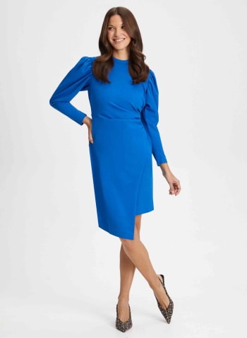 Draped Asymmetric Dress, Royal Blue