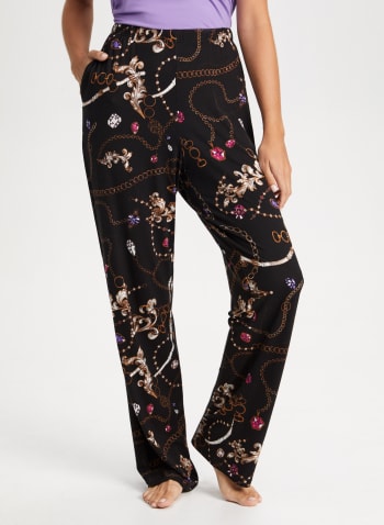 Chain Motif Pyjama Pants, Black Pattern