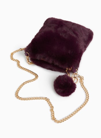 Faux Fur Pompom Bag, Light Purple