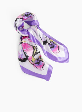 Foulard carré à imprimé papillons, Motif violet