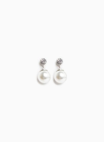 Boucles d'oreilles cristal et perle, Argent