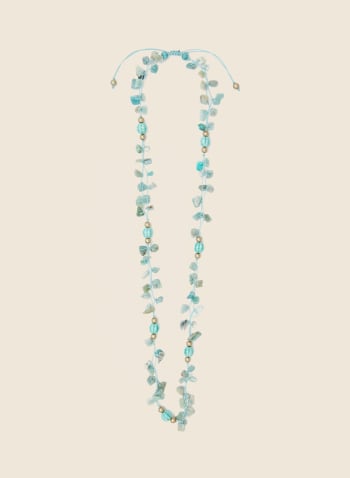 Bead & Chip Stone Necklace, Blue