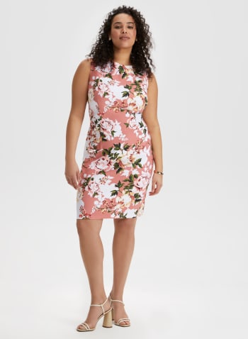 Floral Print Dress, Peach Pink