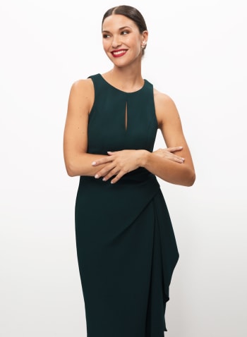 Asymmetric Sleeveless Dress, Dark Green