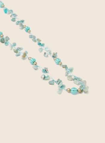Bead & Chip Stone Necklace, Blue