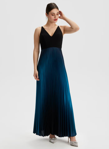 Long Pleated Dress, Black Pattern