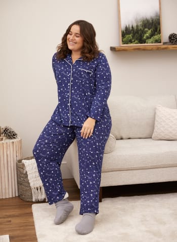 Star Print Pyjama Set, Blue Pattern