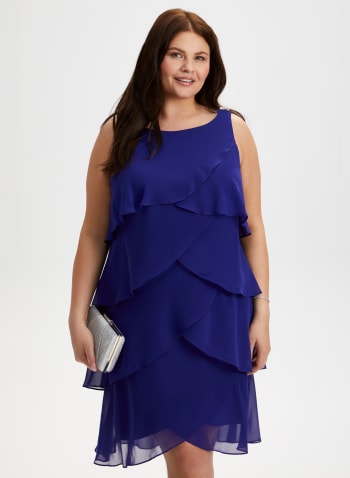 Tiered Pearl Detail Dress, Cool Blue
