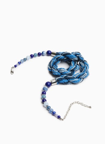 Braided Bead Necklace, Royal Blue