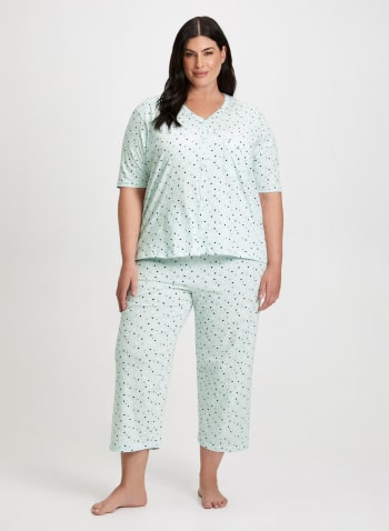 Heart Print Pyjama Set, Blue Pattern
