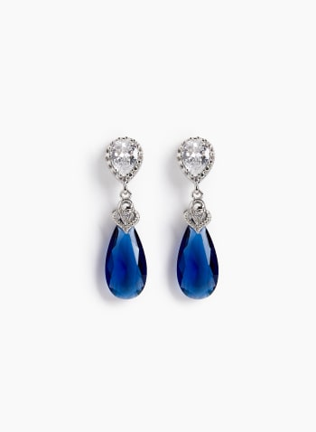 Teardrop Dangle Earrings, Cool Blue