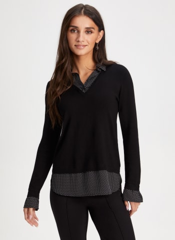 Dot Motif Fooler Sweater, Black Pattern