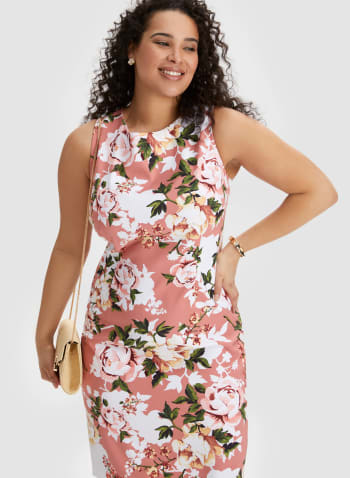 Floral Print Dress, Peach Pink