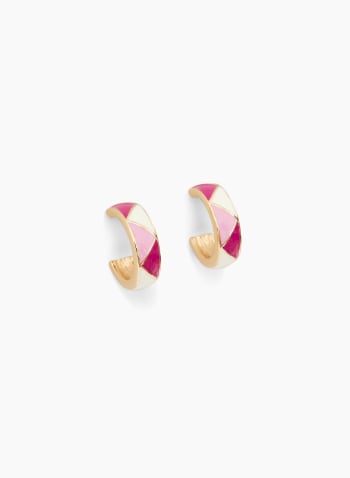 Colour Block Open Hoop Earrings, Pink