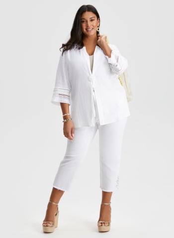 Button Front Top, White