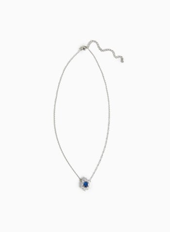 Faceted Stone Pendant Necklace, Cool Blue
