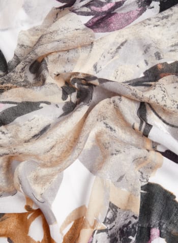 Abstract Floral Motif Scarf, Natural Beige