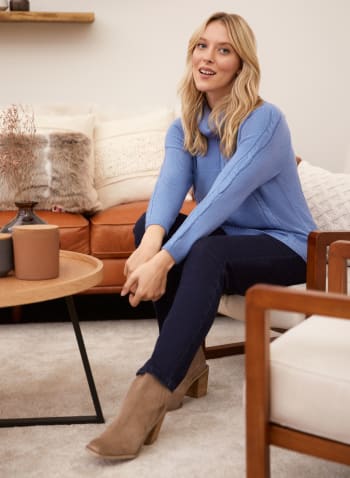 Cashmere Blend Cable Knit Sweater, Blue