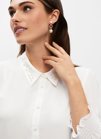 Pearl Detail Blouse, Ivory