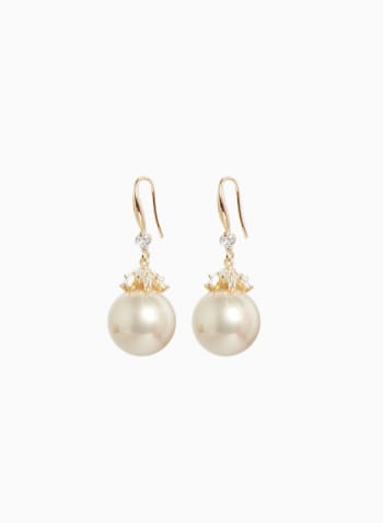 Boucles d'oreilles à pendentif en perle, Champagne