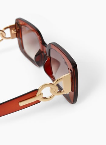 Square Frame Chain Link Sunglasses, Coconut