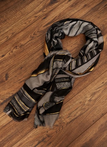 Abstract Print Scarf, Black Pattern