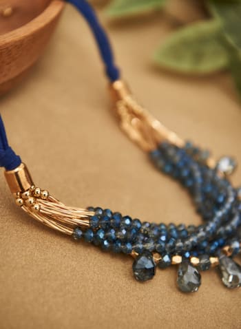 Multi-Row Beaded Necklace, Blue
