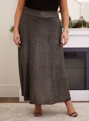 Glitter Pull-On Maxi Skirt, Black Pattern