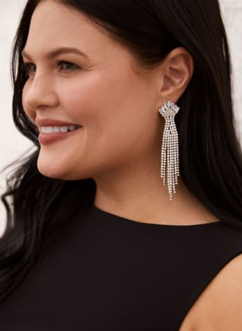 Crystal Detail Chandelier Earrings, Silver