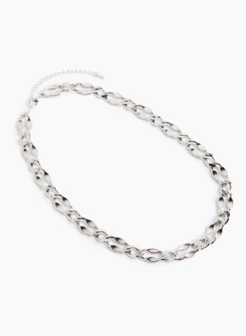 Oval Detail Chain Link Necklace, Silver