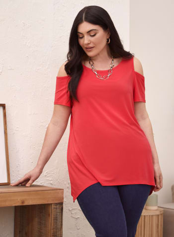 Cold Shoulder Jersey Top, Teaberry