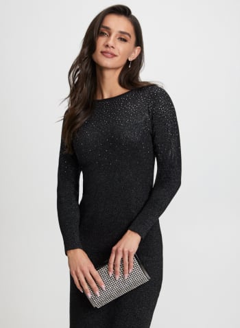 Stud Detail Sweater Dress, Black