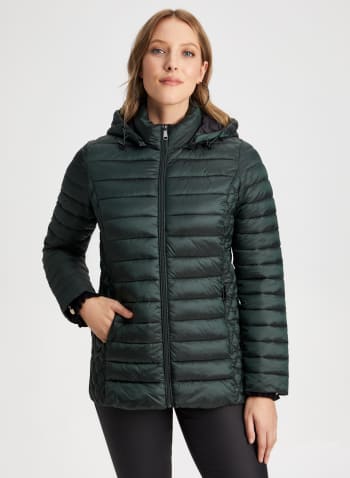 Packable Quilted Coat, Lime Green