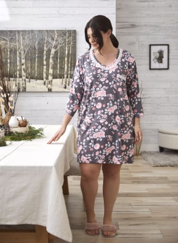 Floral Print Nightgown, Pink